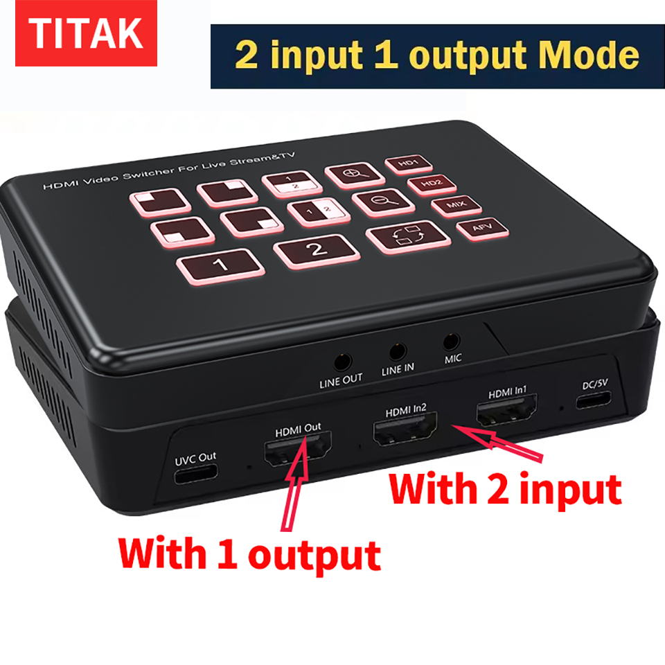Capture Card Hdmi - 2-канальный HDMI видеомикшер для прямой трансляции,