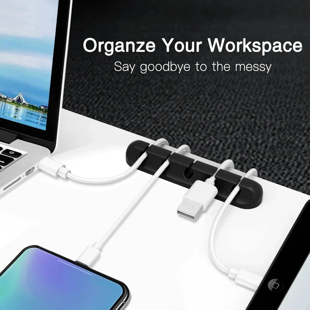 Клейкий держатель для кабелей, – обзор и цена Desk Cable Organizer