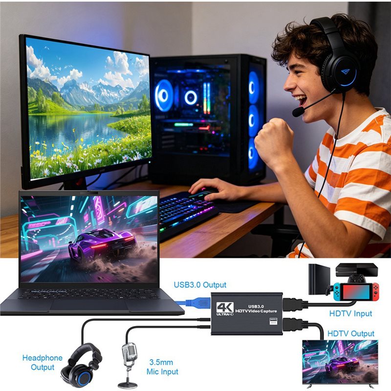 AT82-Game для ПК: карта видеоз – обзор и цена Capture Card Hdmi